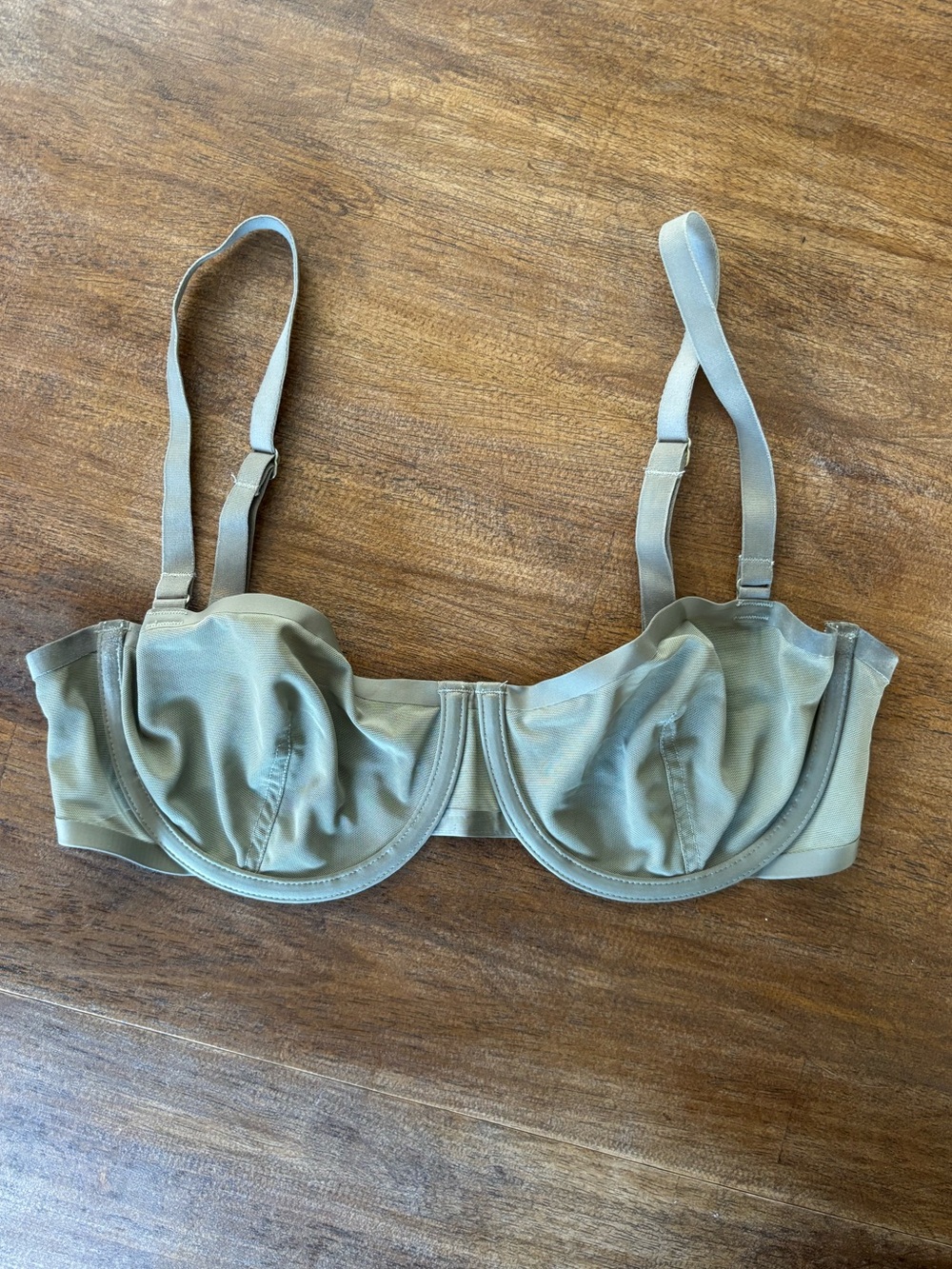 Cuup Mesh Balconette Underwire Bra in Sage Green